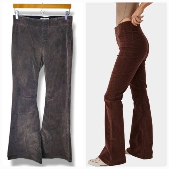 Free People Penny Pull-On Corduroy Flare Pants — Dark Brown — 29 Short - Picture 1 of 12
